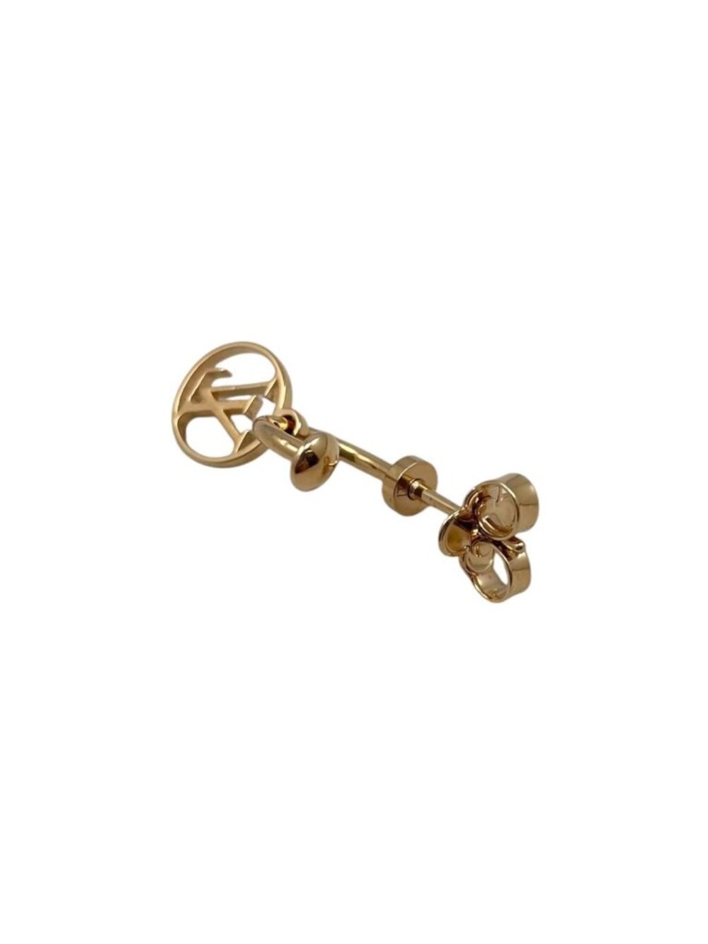 Louis Vuitton Earrings Blue Monogram Flower LV Circle Gold - Picture 3 of 8